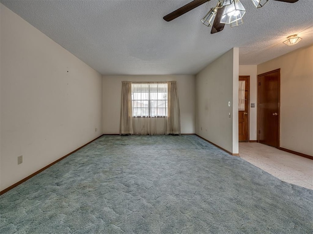 4004 N Shannon Ave, Bethany, OK 73008 - carpeted empty room featuring a ceiling fan, a textured ceiling, and baseboards