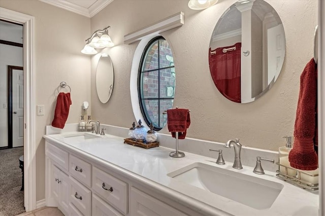 1322 Mockingbird Ln, Guthrie, OK 73044 - full bath featuring ornamental molding and double vanity