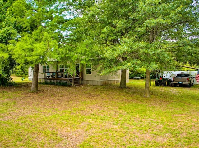 920245 S 3300th Rd, Wellston, OK 74881 - view of grassy yard featuring a wooden deck
