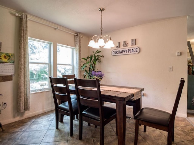 920245 S 3300th Rd, Wellston, OK 74881 - tiled dining room featuring healthy amount of natural light, a chandelier, and baseboards