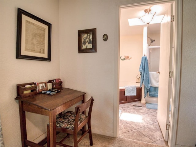 920245 S 3300th Rd, Wellston, OK 74881 - hallway featuring a skylight and light tile patterned floors