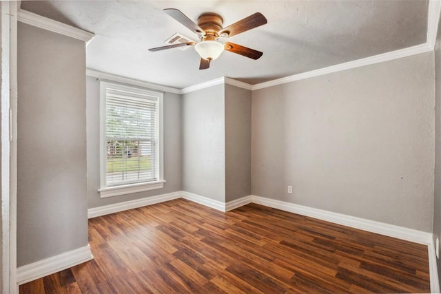 1535 NW 39th St, Oklahoma City, OK 73118 - unfurnished room with baseboards, ornamental molding, wood finished floors, and ceiling fan