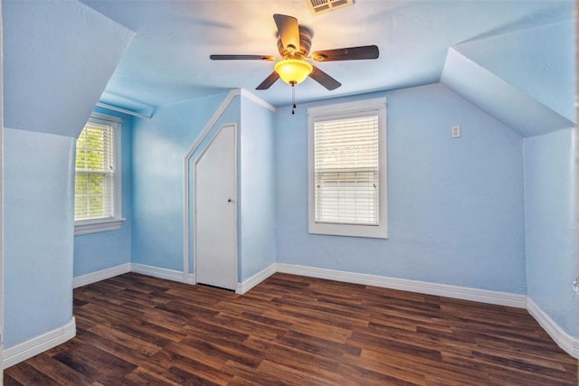 1535 NW 39th St, Oklahoma City, OK 73118 - bonus room with vaulted ceiling, wood finished floors, baseboards, and ceiling fan