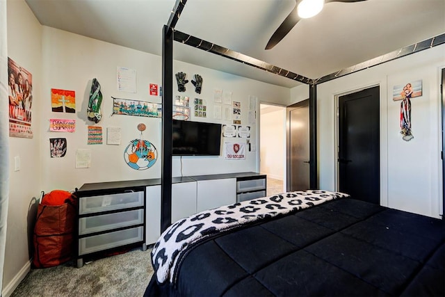 4420 Trophy Dr, Norman, OK 73072 - bedroom featuring carpet floors, baseboards, and ceiling fan