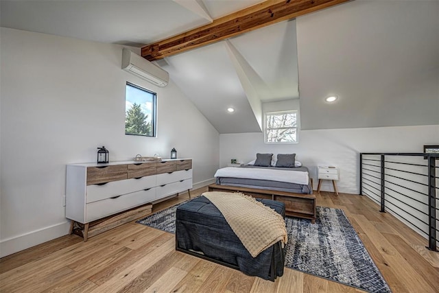 18800 NE 122nd St, Jones, OK 73049 - bedroom featuring an AC wall unit, wood finished floors, and baseboards