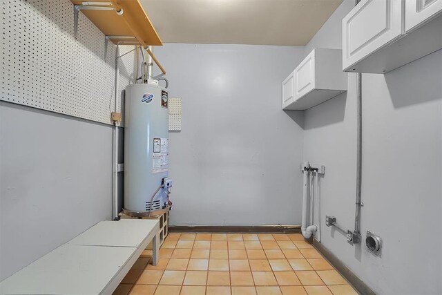 1036 Box St, Altus, OK 73521 - laundry room with cabinet space, water heater, and baseboards