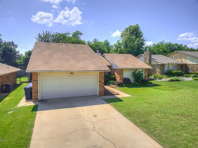 13613 Pin Oak, Edmond, OK 73013 - view of front facade featuring brick siding, central air condition unit, driveway, and a front lawn