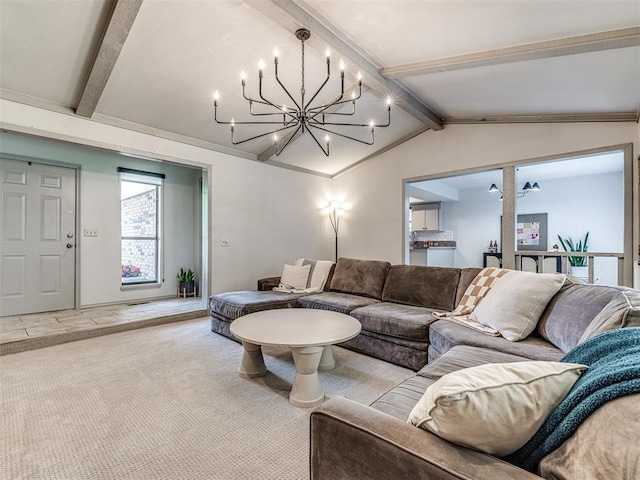 13613 Pin Oak, Edmond, OK 73013 - carpeted living room with a chandelier