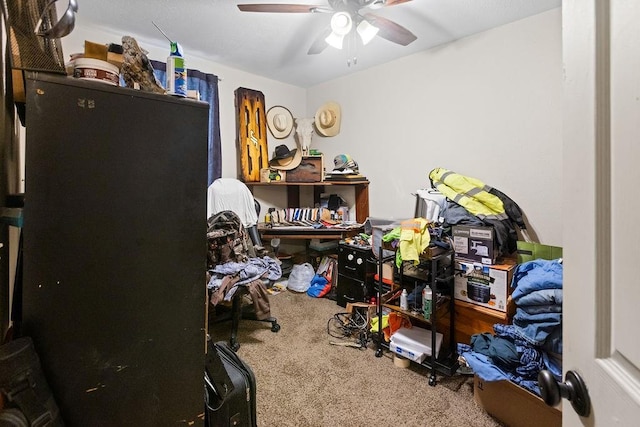 2645 E 2090th Rd, Hugo, OK 74743 - carpeted office space featuring a ceiling fan