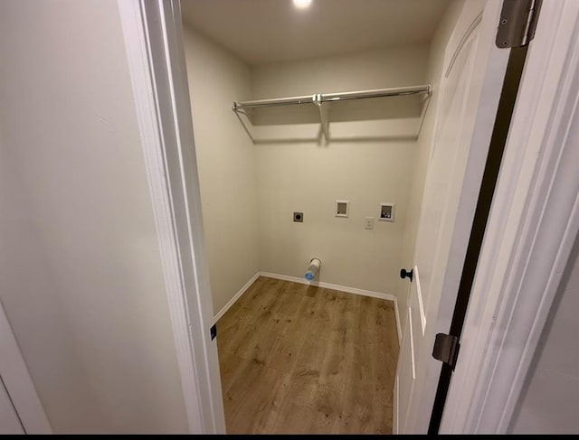 5000 SE 85th St, Oklahoma City, OK 73135 - washroom with electric dryer hookup, wood finished floors, washer hookup, baseboards, and recessed lighting