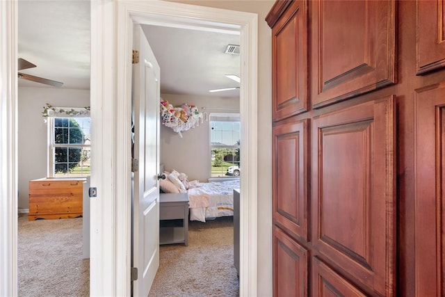 7713 Geneva Rea Ln, Yukon, OK 73099 - hallway featuring carpet flooring and plenty of natural light