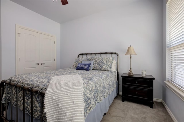 3327 Bobcat Trl, Guthrie, OK 73044 - bedroom featuring carpet flooring, a closet, and ceiling fan