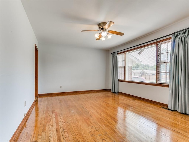 5015 S Shartel Ave, Oklahoma City, OK 73109 - spare room featuring light wood-type flooring, a ceiling fan, and baseboards