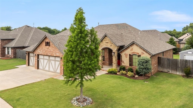 10921 SW 20th St, Yukon, OK 73099 - view of front of property featuring brick siding, concrete driveway, an attached garage, and roof with shingles