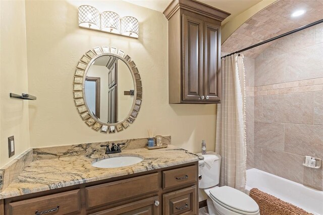 10921 SW 20th St, Yukon, OK 73099 - full bath with vanity, toilet, and shower / tub combo with curtain