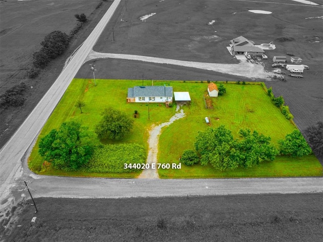344020 E 760th Rd, Agra, OK 74824 - view from above of property with property boundaries highlighted