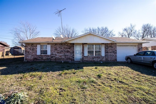 1006 N 3rd St, Okemah, OK 74859 - ranch-style home with an attached garage, brick siding, and a front yard