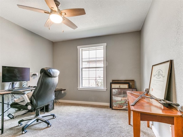 4409 Newport Dr, Norman, OK 73072 - office with carpet flooring, baseboards, and ceiling fan