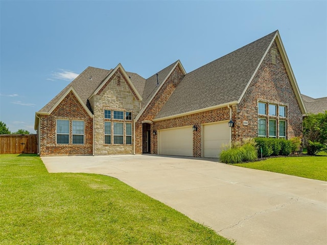 2500 Cordgrass Ln, Edmond, OK 73013 - view of front of home with a garage, brick siding, roof with shingles, and driveway