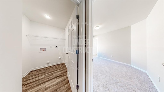 11817 NW 97th St, Yukon, OK 73099 - laundry area with hookup for a gas dryer, washer hookup, baseboards, and carpet floors