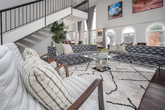 11000 Magnolia Park, Oklahoma City, OK 73120 - living room featuring a towering ceiling and wood-type flooring