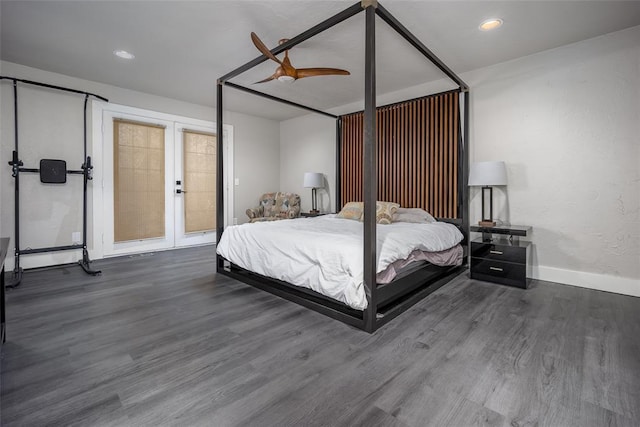 11000 Magnolia Park, Oklahoma City, OK 73120 - bedroom with wood finished floors, baseboards, a ceiling fan, and recessed lighting