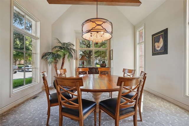 15005 Dourdan Ct, Oklahoma City, OK 73142 - carpeted dining area with baseboards and healthy amount of natural light