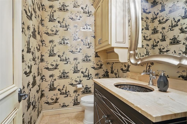 15005 Dourdan Ct, Oklahoma City, OK 73142 - bathroom with vanity, toilet, and baseboards