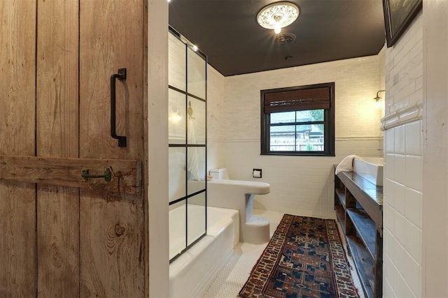 300 E Federal St, Shawnee, OK 74804 - bathroom featuring a tub to relax in, toilet, vanity, and a shower