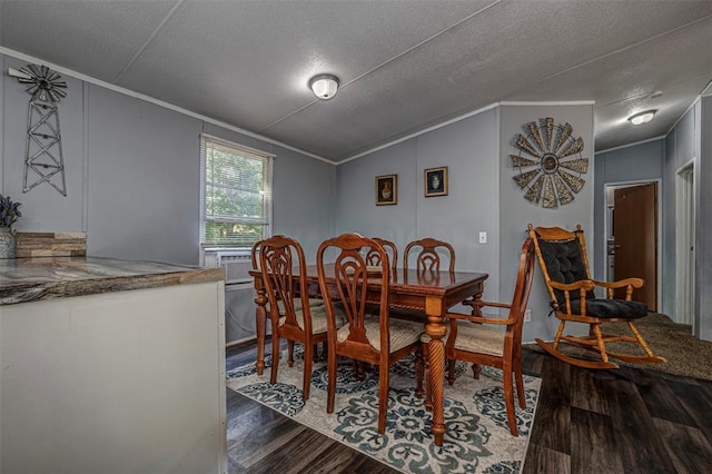 13903 Pleasant Ridge Rd, Jones, OK 73049 - dining area with ornamental molding, wood finished floors, a textured ceiling, and cooling unit