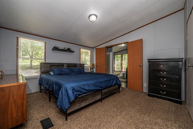 13903 Pleasant Ridge Rd, Jones, OK 73049 - carpeted bedroom featuring lofted ceiling and ornamental molding