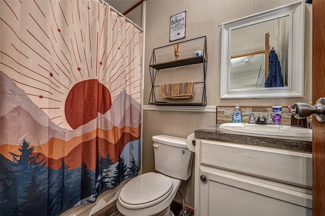 13903 Pleasant Ridge Rd, Jones, OK 73049 - full bathroom featuring vanity, toilet, and a shower with shower curtain