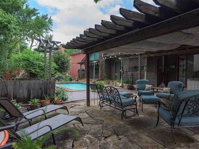 13501 Fox Hollow Rdg, Oklahoma City, OK 73131 - view of patio with a pergola and an outdoor hangout area