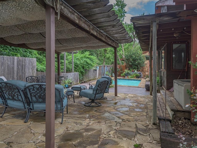 13501 Fox Hollow Rdg, Oklahoma City, OK 73131 - fenced backyard featuring outdoor dining space and a patio area