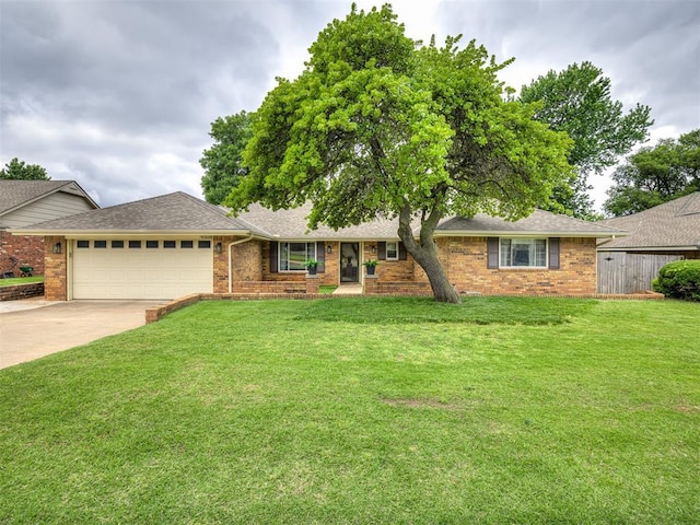 2009 Bella Vista Dr, Edmond, OK 73013 - ranch-style house with a garage, driveway, brick siding, and roof with shingles