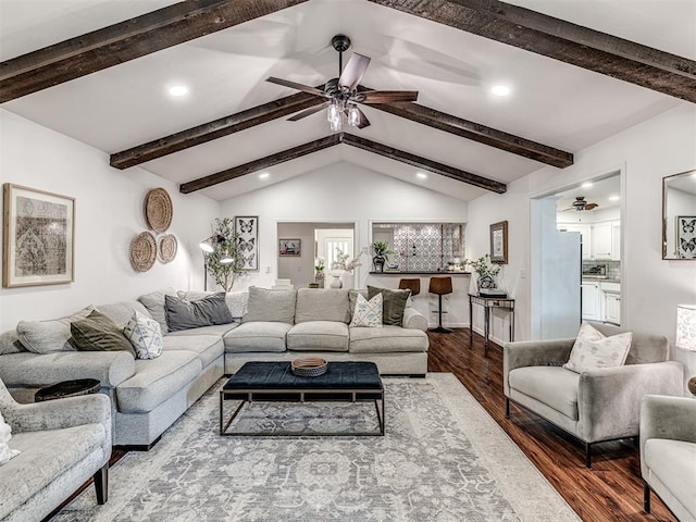 2009 Bella Vista Dr, Edmond, OK 73013 - living room with a ceiling fan, wood finished floors, and recessed lighting