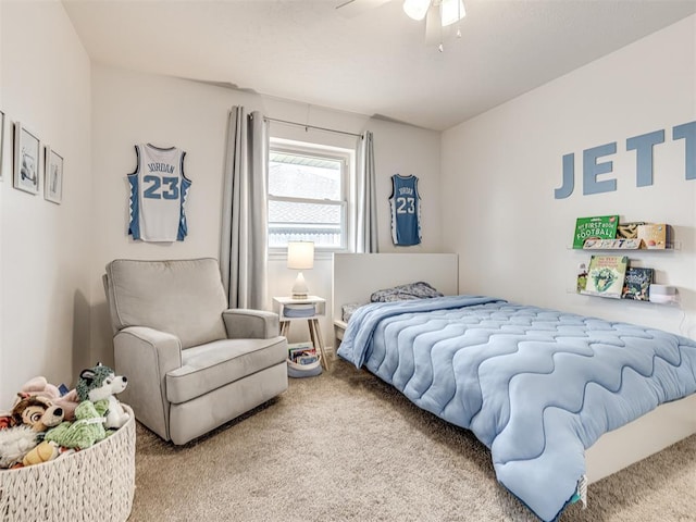 2009 Bella Vista Dr, Edmond, OK 73013 - bedroom featuring carpet flooring and a ceiling fan