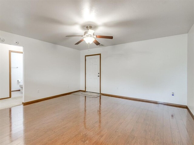 4537 SE 80th St, Del City, OK 73135 - unfurnished room featuring a ceiling fan, baseboards, and wood finished floors