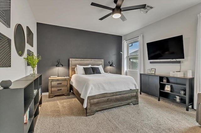 7224 NW 146th St, Oklahoma City, OK 73142 - bedroom with light colored carpet and a ceiling fan
