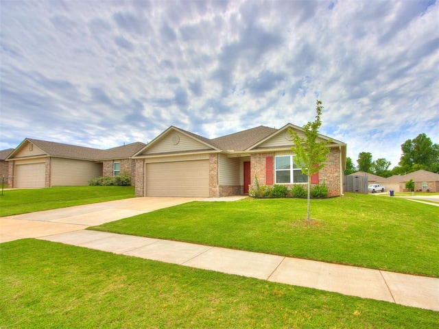 9436 SW 37th St, Oklahoma City, OK 73179 - single story home with brick siding, a garage, a front yard, and driveway