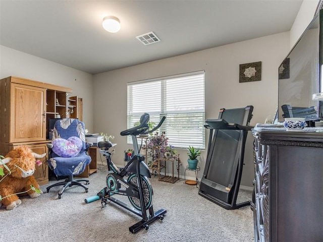 9436 SW 37th St, Oklahoma City, OK 73179 - workout room with light carpet and baseboards