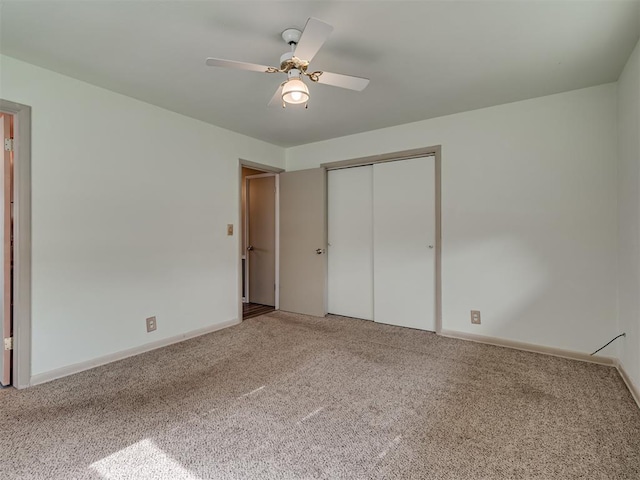 4809 N Pate Ave, Oklahoma City, OK 73112 - unfurnished bedroom featuring carpet floors, a closet, baseboards, and a ceiling fan