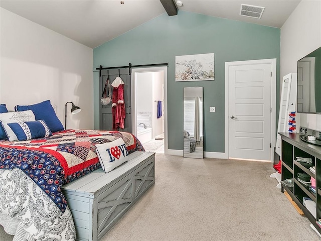 1405 Atalon Dr, Moore, OK 73160 - bedroom featuring a barn door, baseboards, and connected bathroom