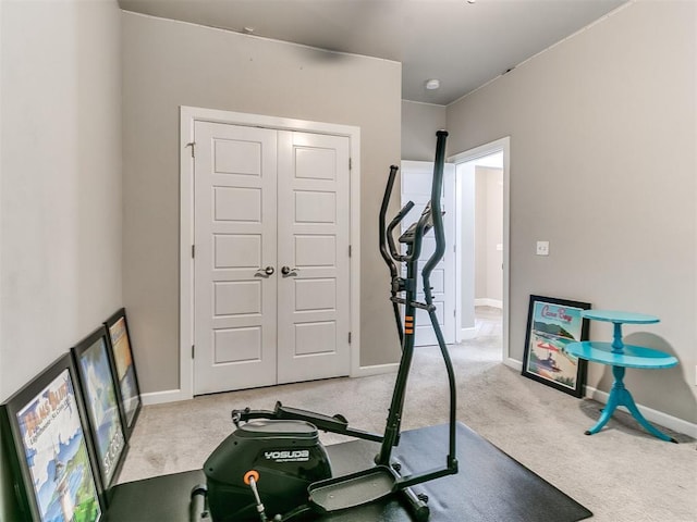 1405 Atalon Dr, Moore, OK 73160 - exercise area featuring carpet flooring and baseboards