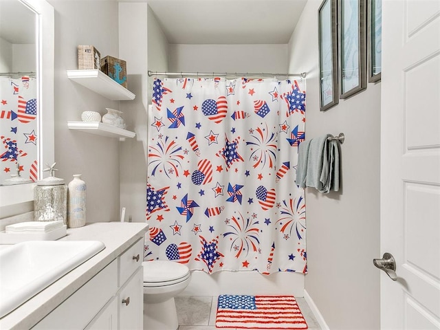 1405 Atalon Dr, Moore, OK 73160 - bathroom with vanity, tile patterned floors, and toilet