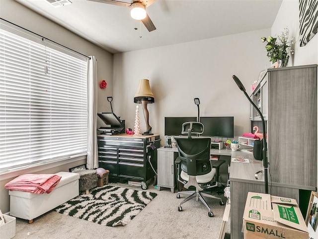 1405 Atalon Dr, Moore, OK 73160 - office space with ceiling fan, plenty of natural light, and carpet floors