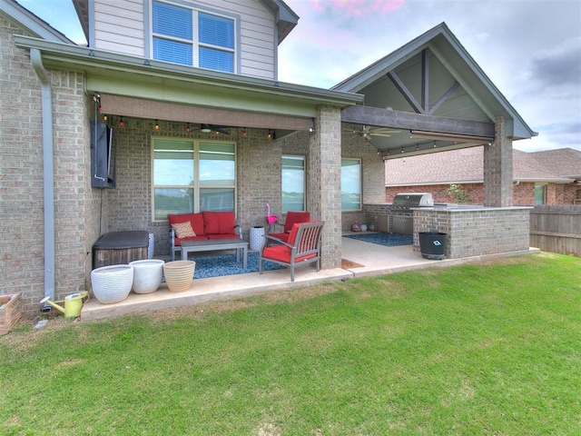 1405 Atalon Dr, Moore, OK 73160 - view of patio with ceiling fan and an outdoor hangout area