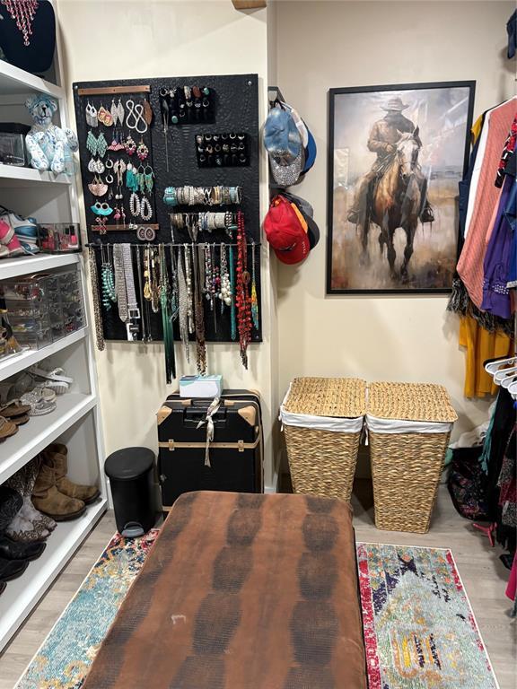 32629 S Airline Rd, Pauls Valley, OK 73075 - walk in closet featuring wood finished floors