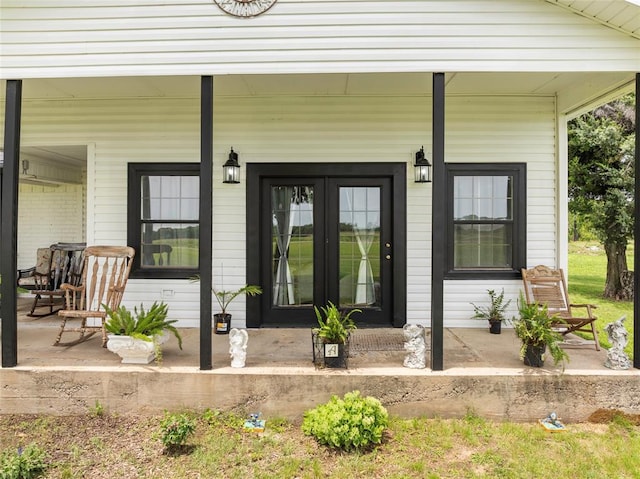32629 S Airline Rd, Pauls Valley, OK 73075 - doorway to property featuring a porch and french doors