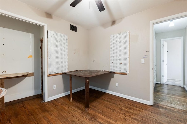 3901 NW 56th Pl, Oklahoma City, OK 73112 - unfurnished office featuring wood finished floors, a ceiling fan, and baseboards